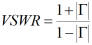 Reflection coefficient (gamma) to VSWR to conversion equation
